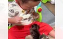 1歳5か月の赤ちゃん→小さな子猫が登ってくると…信じられないほどに尊…