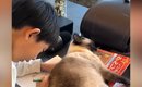 お兄ちゃんの宿題を邪魔するネコ→『どいて』と言われ、立ち上がったと…
