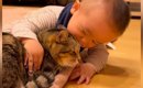 猫のことが大好きな『1歳の赤ちゃん』→頭を近づけて『スリスリ』し始…