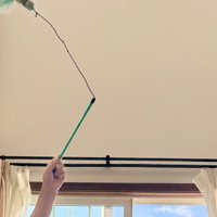 猫のおもちゃを持つ子どもの手
