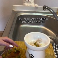 食事作りを見守る猫