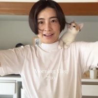 女性の肩に乗っている子猫