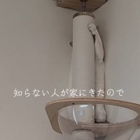 ポールの裏に立って左前足を上げている猫
