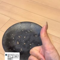 空のお皿と飼い主の手