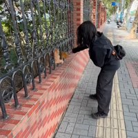 野良猫と遊ぶ女性2