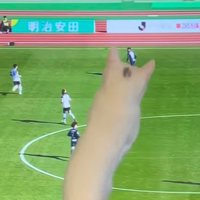 画面に映っているボールを前足で押さえる白猫