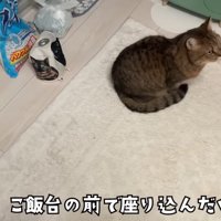 器の前で座り込み
