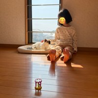 屋根裏で過ごす猫と女の子