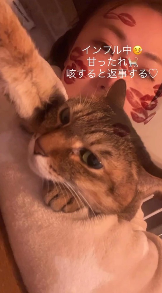 苦しそうに咳をする飼い主