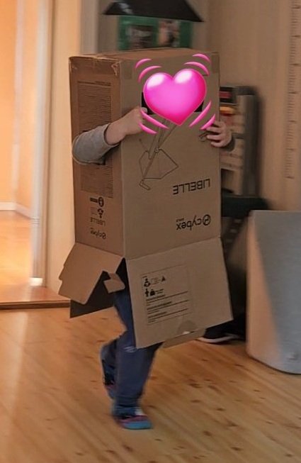 段ボールをかぶった男の子