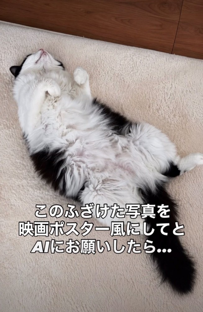 寝転がる猫