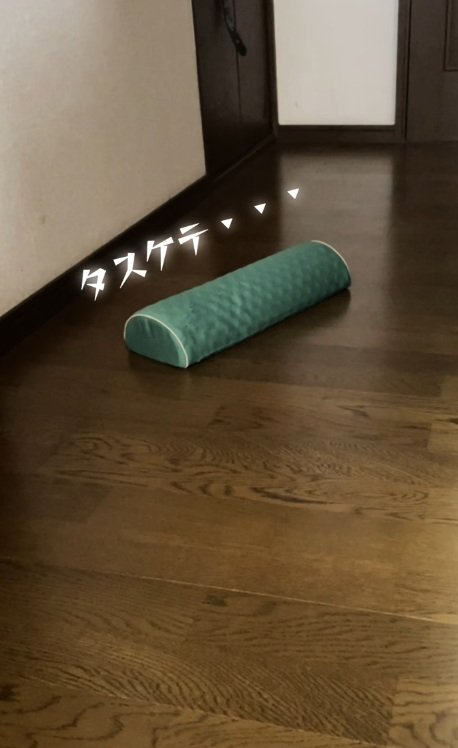 廊下に放置されている枕