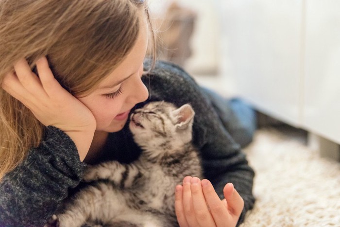 女の子と子猫