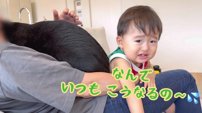 ばあばの上を取り合うふたり