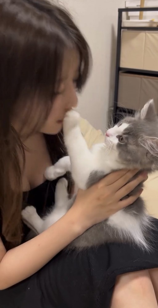 キスを拒む猫ちゃん