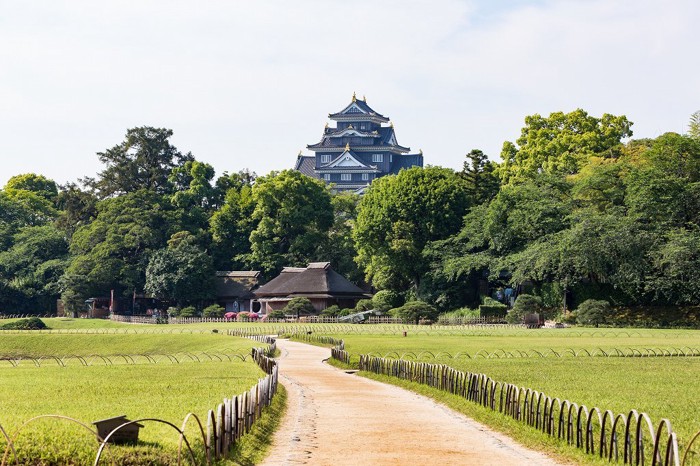 後楽園ごしの岡山城