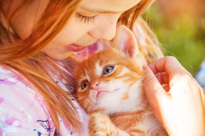 少女と子猫