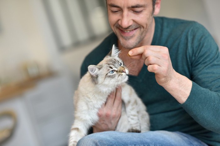 男性と猫