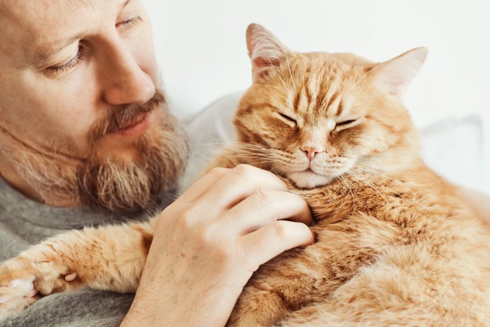 男性と猫