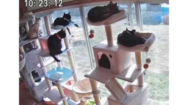 キャットタワーにいる猫たち