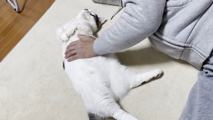 体をひねって