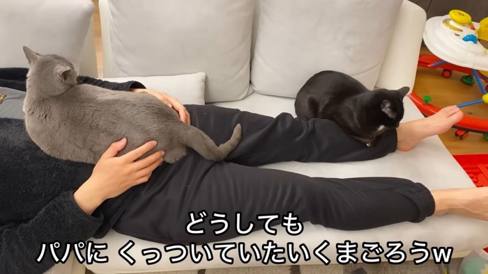 テロップ「どうしてもパパに~」
