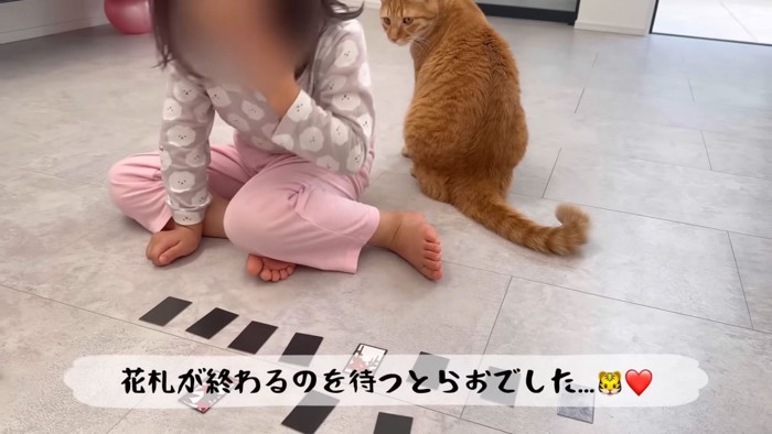 テロップ「花札が終わるのを待つ~」