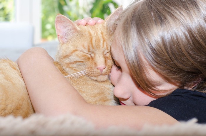 女の子と猫