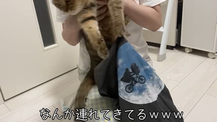 服をひっぱるみにらくん