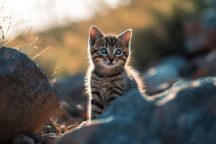 岩場の猫