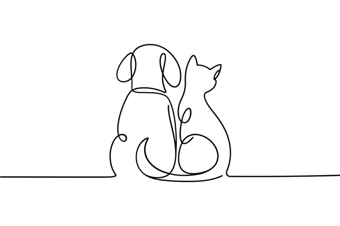 猫と犬のシルエット