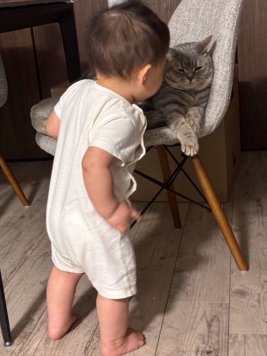 至近距離で観察する赤ちゃん