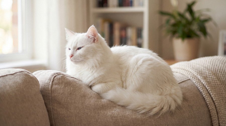 ソファに座る猫
