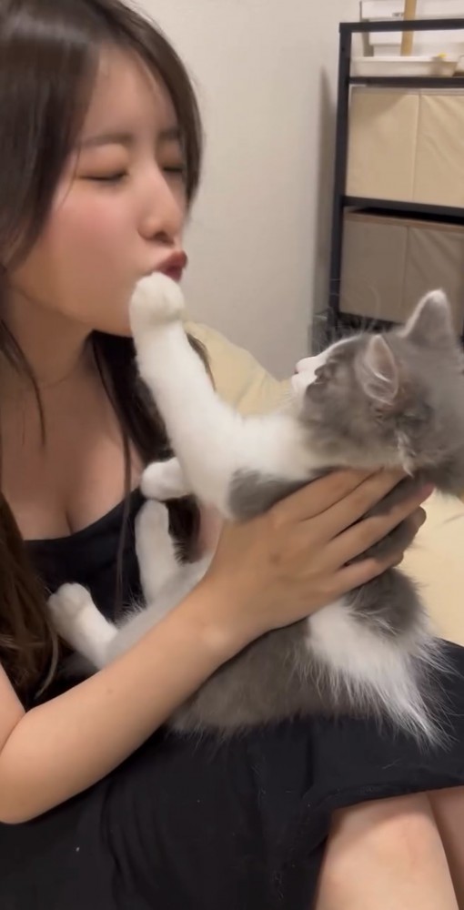 キスを拒む猫ちゃん