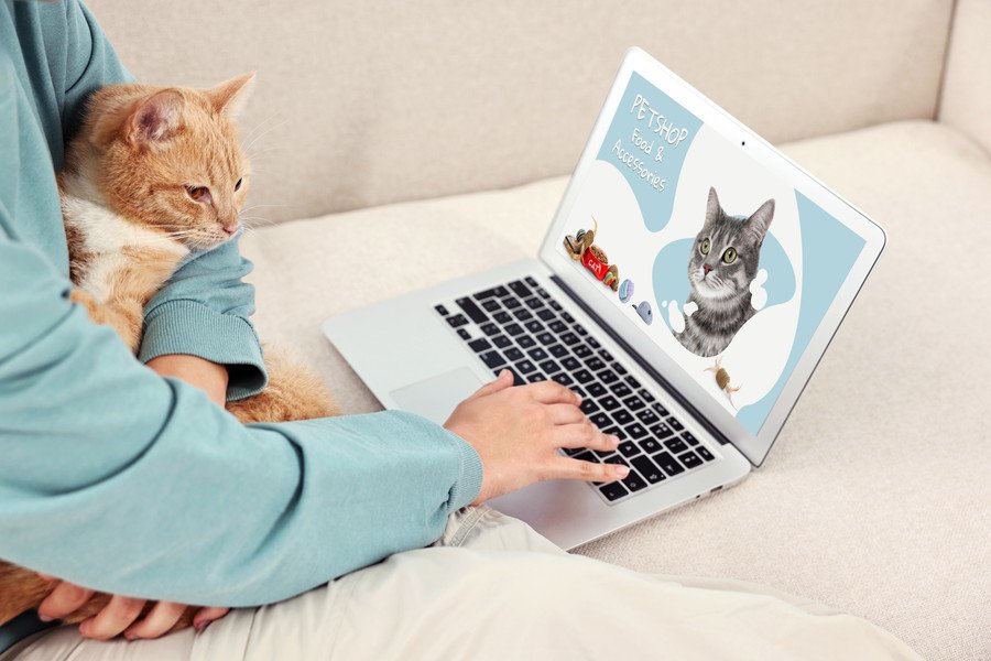 猫のオンライン・ショッピングのイメージ