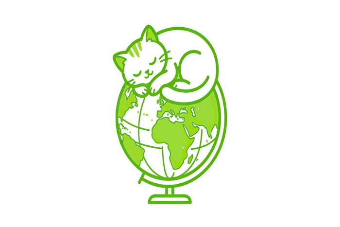 地球儀に乗る猫