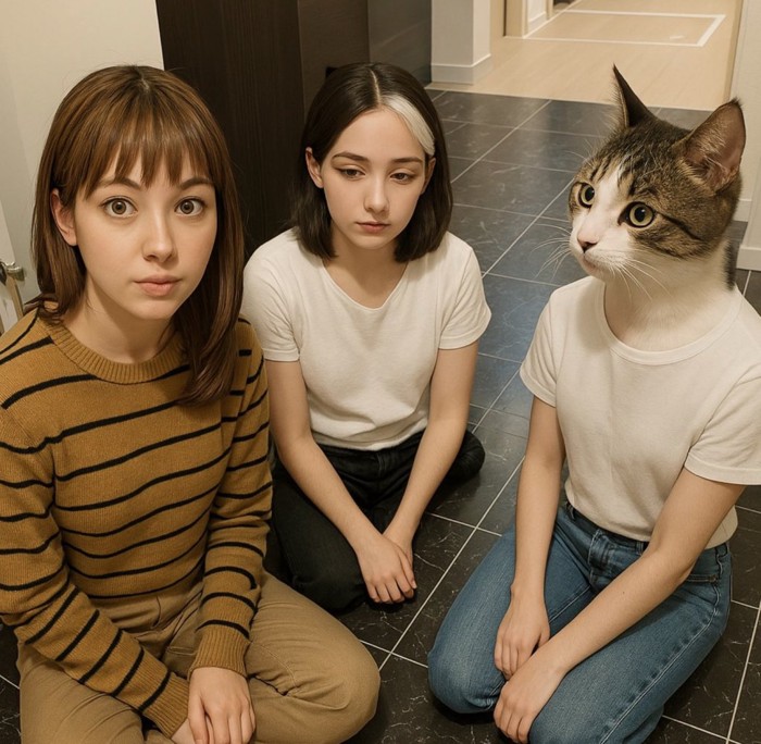 1匹だけ猫と人間の体が融合