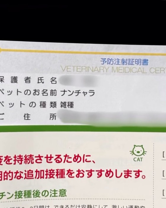 予防接種証明書