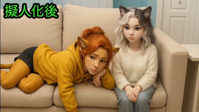 猫耳の美女と猫耳の美少女