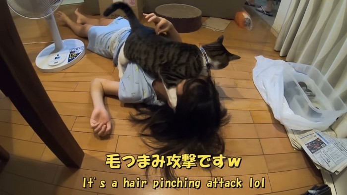 毛つまみ攻撃です