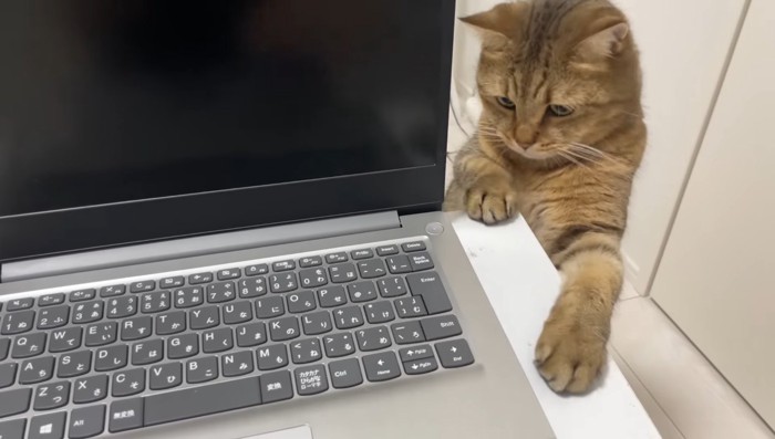 机に手をかけて