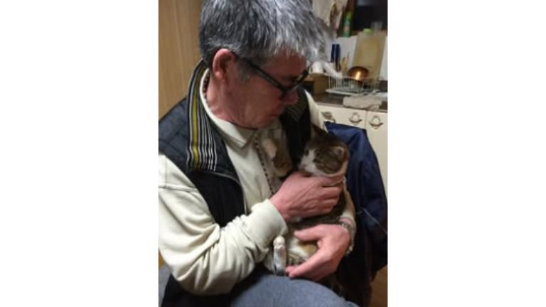 抱かれている猫