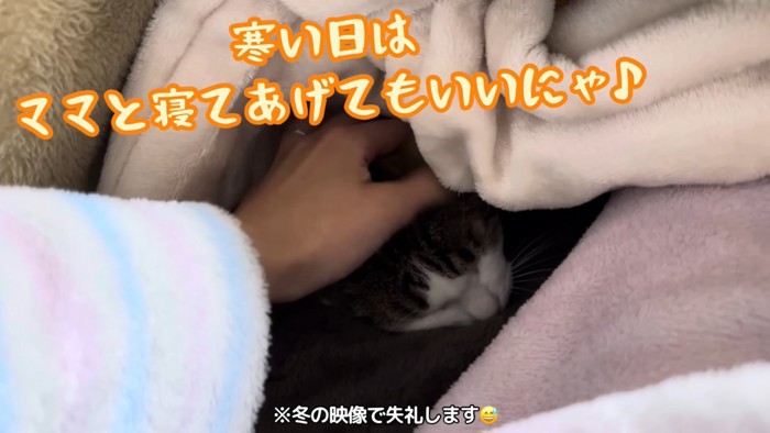 テロップ(上)「寒い日は~」