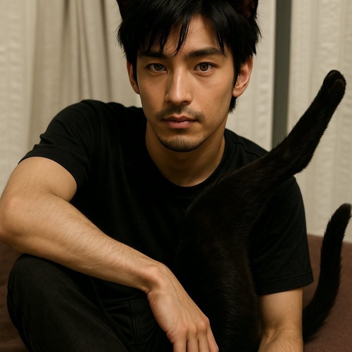 黒い服を着た男性