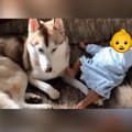 赤ちゃんにケリケリ…