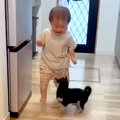 小さな男の子と赤ち…