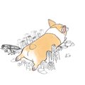 『超巨大な犬達がユルさ120%で街を破壊していく』イラストが話題♡