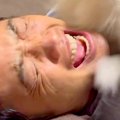 大喧嘩する2匹の犬→…