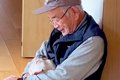 座るおじいちゃんに…の画像