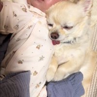 赤ちゃんを枕に♪